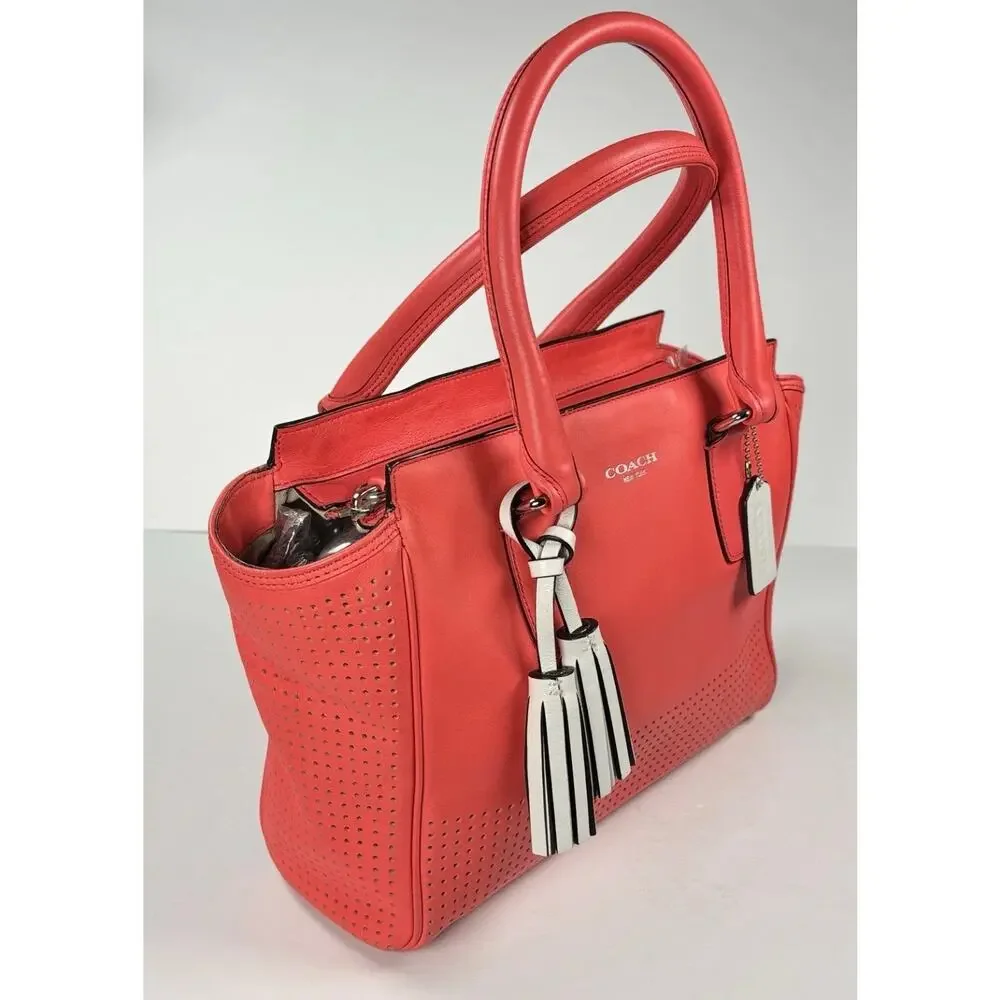 Coach Legacy Perforated Leather Candace Carryall Satchel Tassels Quiet Luxury